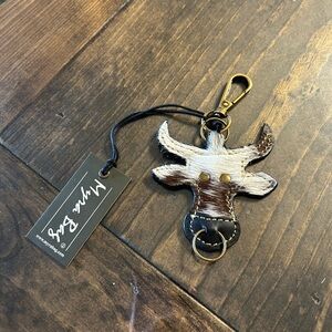 Myra Cowhide Keychain with Gold Accents